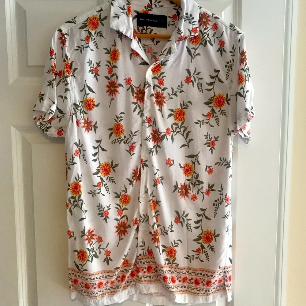 A&F Short Sleeve Floral Camp Shirt